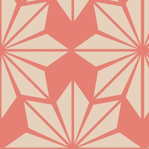 Geometric Floral in Blush Pink on Coral - Large
