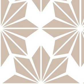 Geometric Floral in Soothing Taupe on White - Large- 