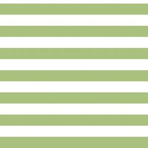 Leaf Green Awning Stripe Pattern Horizontal in White