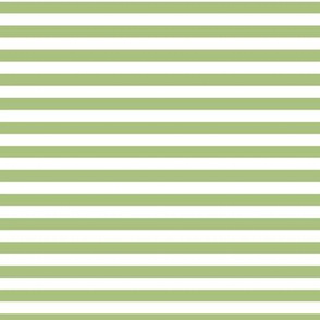 Leaf Green Bengal Stripe Pattern Horizontal in White