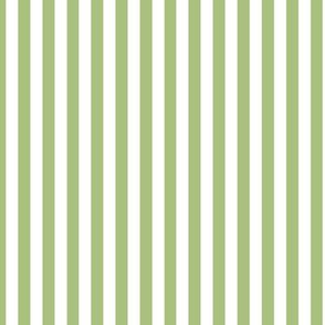 Leaf Green Bengal Stripe Pattern Vertical in White