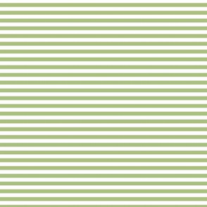 Small Leaf Green Bengal Stripe Pattern Horizontal in White