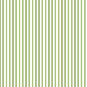 Small Leaf Green Bengal Stripe Pattern Vertical in White