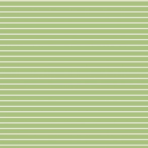Small Leaf Green Pin Stripe Pattern Horizontal in White