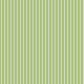 Small Leaf Green Pin Stripe Pattern Vertical in White