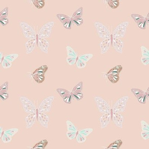 Butterflies on blush pink