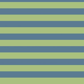 Leaf Green Awning Stripe Pattern Horizontal in Stormy Blue