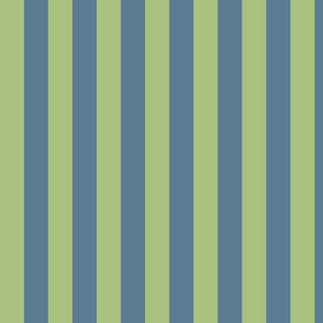 Leaf Green Awning Stripe Pattern Vertical in Stormy Blue