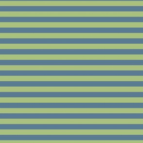Leaf Green Bengal Stripe Pattern Horizontal in Stormy Blue