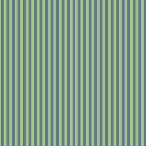 Small Leaf Green Bengal Stripe Pattern Vertical in Stormy Blue