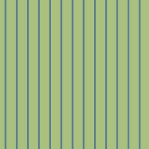 Leaf Green Pin Stripe Pattern Vertical in Stormy Blue