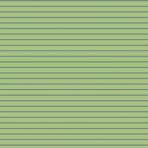 Small Leaf Green Pin Stripe Pattern Horizontal in Stormy Blue