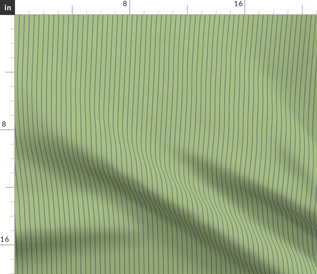 Small Leaf Green Pin Stripe Pattern Vertical in Stormy Blue