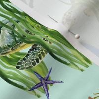 Green Ocean Seagrass Watercolor 