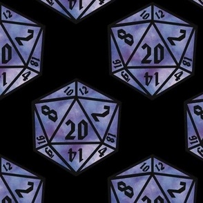 Galaxy and Black D20 Dice