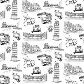 Italy Toile de Jouy black and white