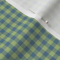 Small Gingham Pattern - Leaf Green and Stormy Blue