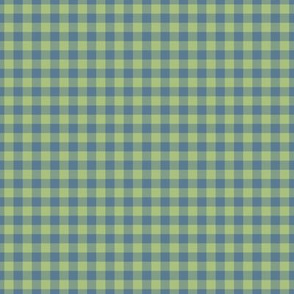 Small Gingham Pattern - Leaf Green and Stormy Blue