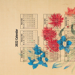 2022 Tea towel  Calendar - Colorful Flowers