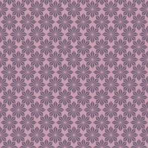 Geometric Floral in Purple on Mauve - Small