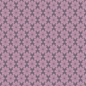 Geometric Floral in Mauve on Purple - Small
