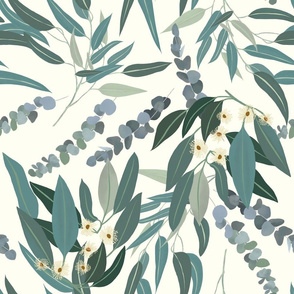 Eucalyptus foliage - cream - large