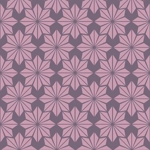Geometric Floral in Mauve on Purple - Medium