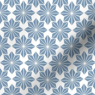 Geometric Floral in Periwinkle Blue on White - Medium
