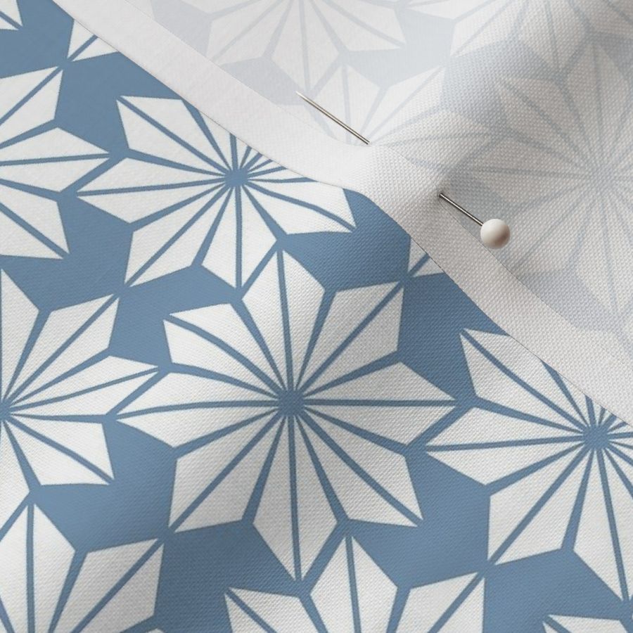 Geometric Floral in White on Periwinkle Blue - Medium