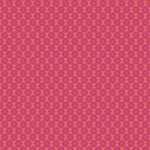Geometric Floral in Fuchsia Pink on Orange - Tiny
