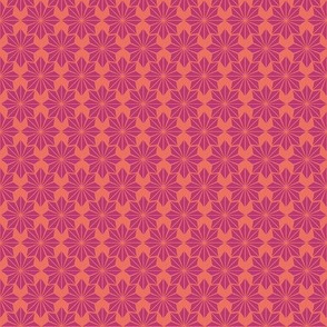 Geometric Floral in Fuchsia Pink on Orange - Small