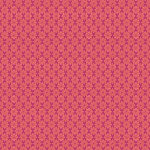 Geometric Floral in Orange on Fuchsia Pink - Tiny