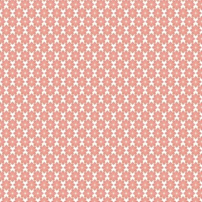 Geometric Floral in Coral on White - Tiny