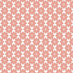 Geometric Floral in Coral on White - Small