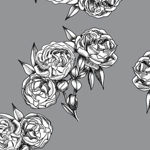 Roses in ink on ultimate gray