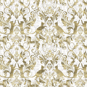 cat damask gold texture_clay white