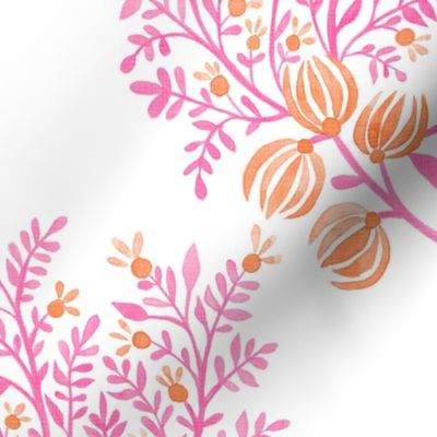 Pink Orange On white EMMA FLORAL TOSS