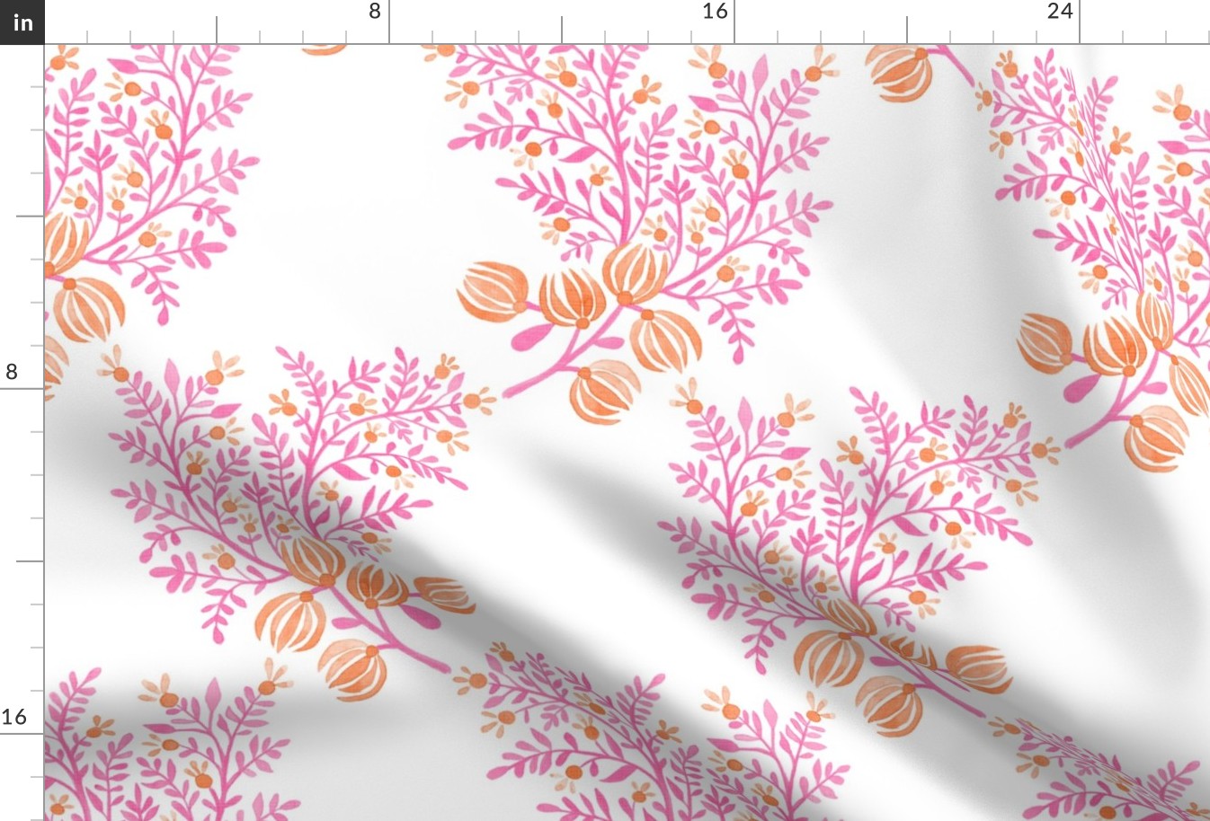 Pink Orange On white EMMA FLORAL TOSS