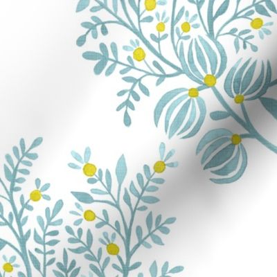 Aqua citrus On white EMMA FLORAL TOSS