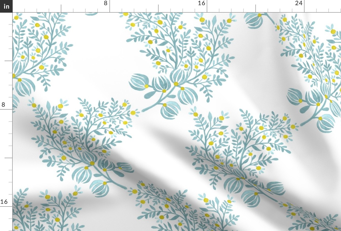 Aqua citrus On white EMMA FLORAL TOSS