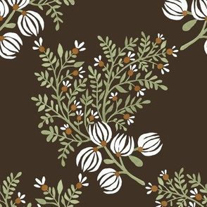 Chocolate Green_ white EMMA FLORAL TOSS