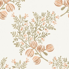 Wheat And Apricot  on Cream EMMA FLORAL TOSS