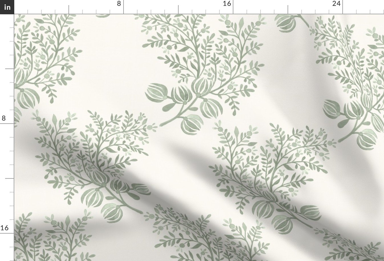 Soft Green on Cream EMMA FLORAL TOSS