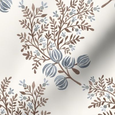 Rust ande Blues On Cream EMMA FLORAL TOSS