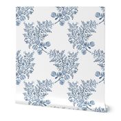 Navy1 on White EMMA FLORAL TOSS