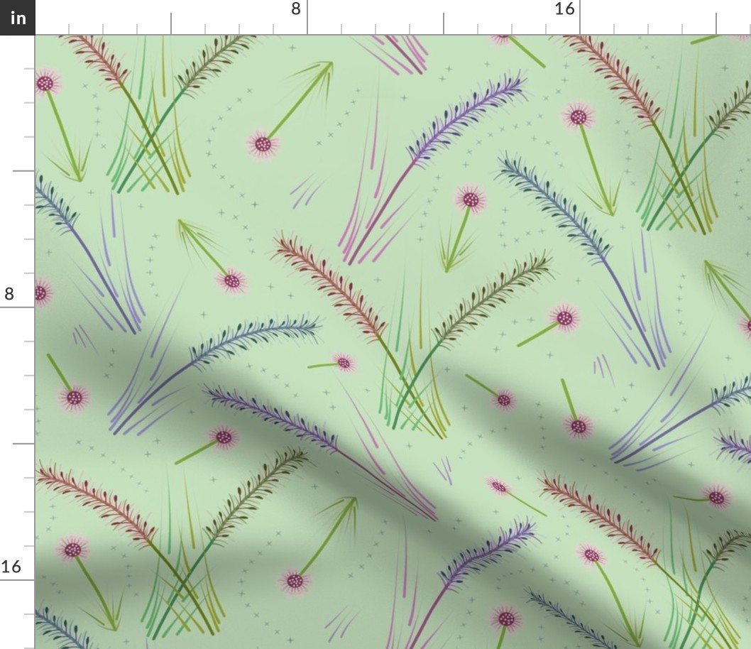 Wild Grassland Flourish - sage green, large