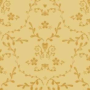 Soft Stamped Damask, Butter Yellow