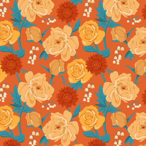 Paint by Number Florals in Orange