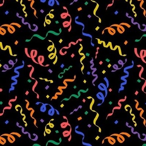 Rainbow Confetti on Black by Brittanylane