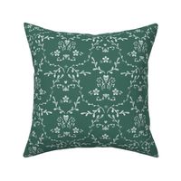 Soft Damask on Pine Green